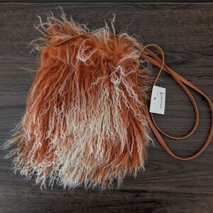 Orange and White Fringe Crossbody Bag